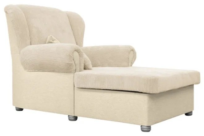 Chaise longue beige con rivestimento in velluto a coste Lord – Ropez