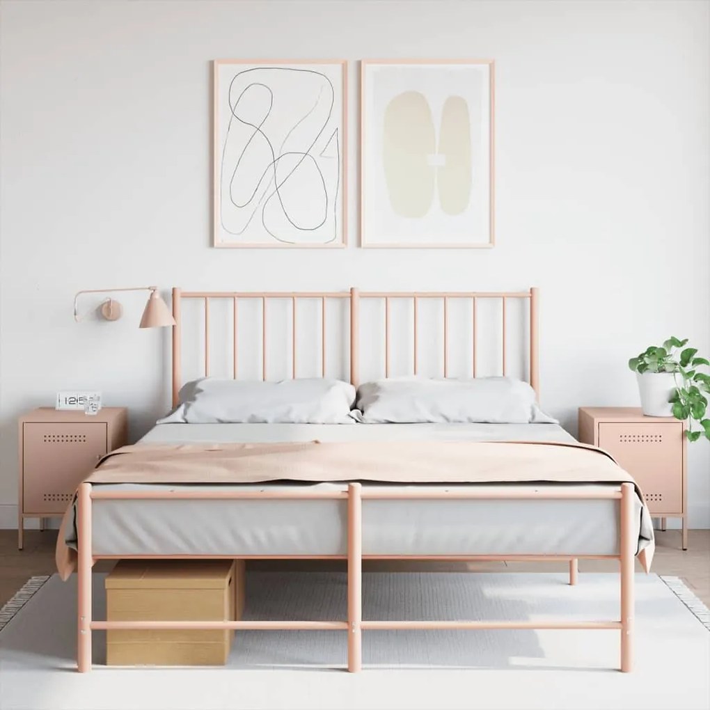 Comodini 2 Pz Rosa 36x39x50,5 Cm İn Acciaio /