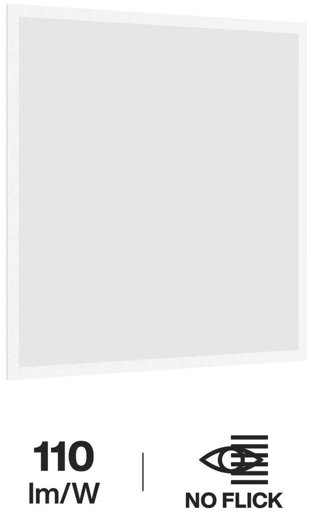 Pannello LED 60x60 40W IP40 110lm/W No Flickering CLASSE II Colore Bianco Caldo 2.700K