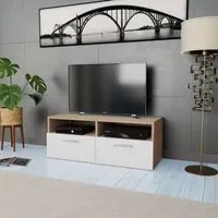 Mobile Porta TV in Truciolato 95x35x36 cm Rovere e Bianco cod mxl 14957