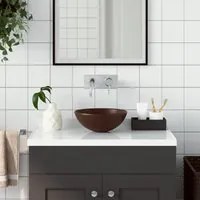 Lavandino da Bagno in Ceramica Marrone Scuro Rotondo 146984