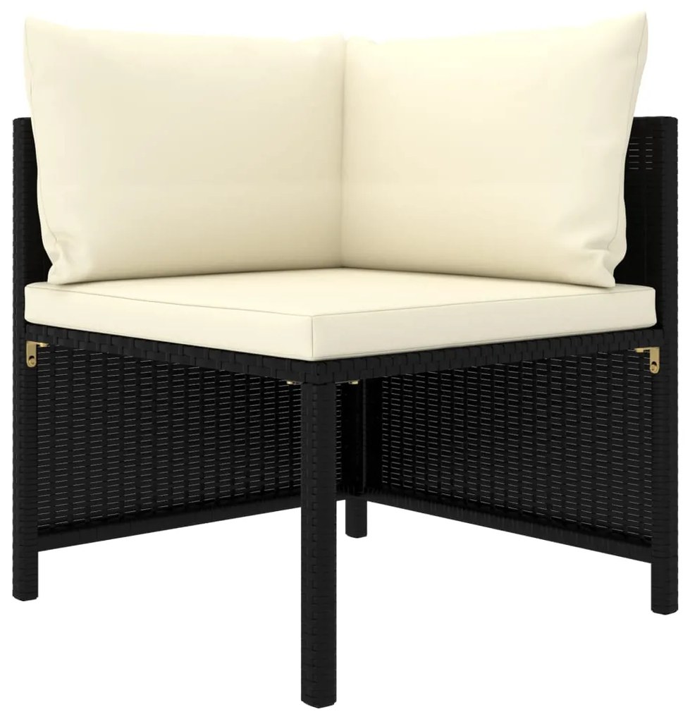 Set divani da giardino 10 pz con cuscini in polyrattan nero