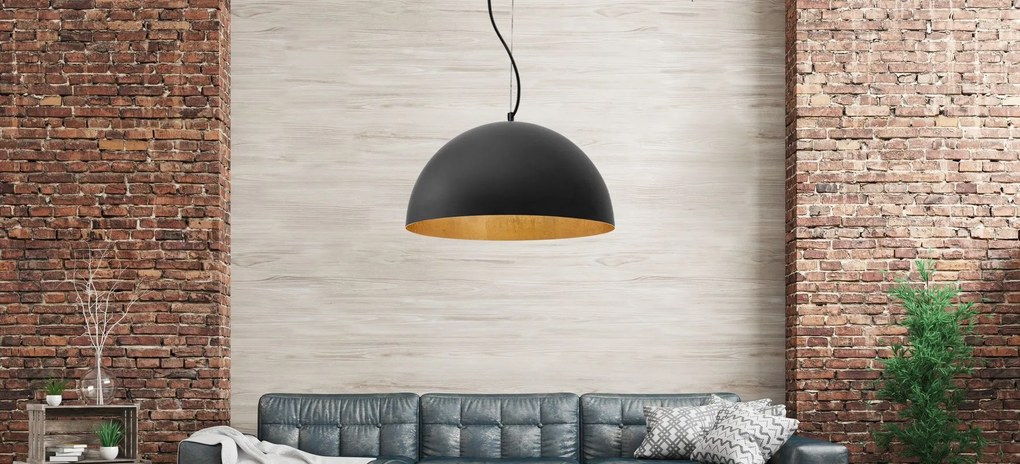 Lampada Da Soffitto Pensile Vasca Metallico Nera 50 cm