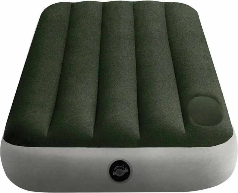 Materasso ad una piazza e mezza gonfiabile Intex airbed dura-beam standard downy' colore verde scuro con pompa a pedale, 137x191x25 cm - cod. 64762