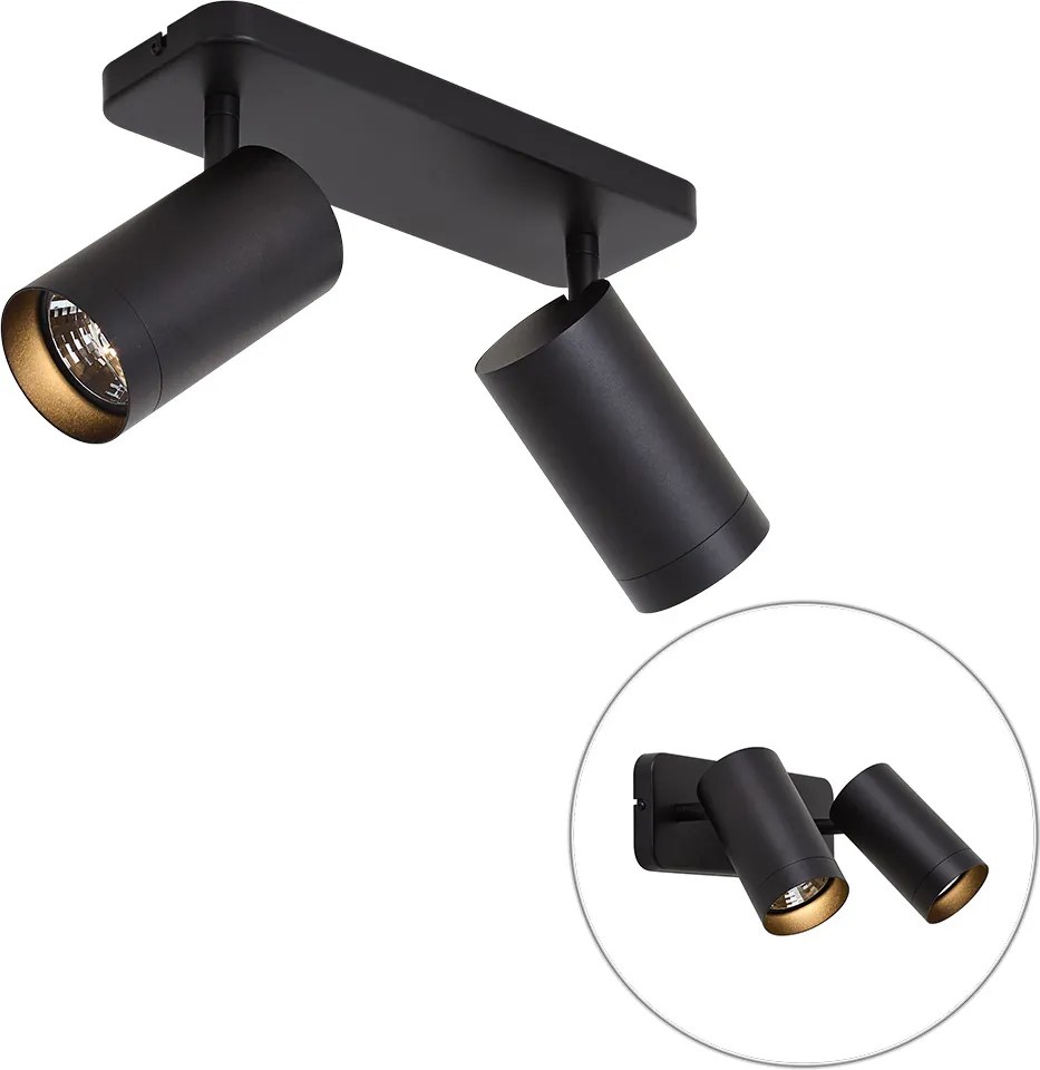 Plafoniera moderna nera 2 luci GU10 70mm - Jeana Luxe