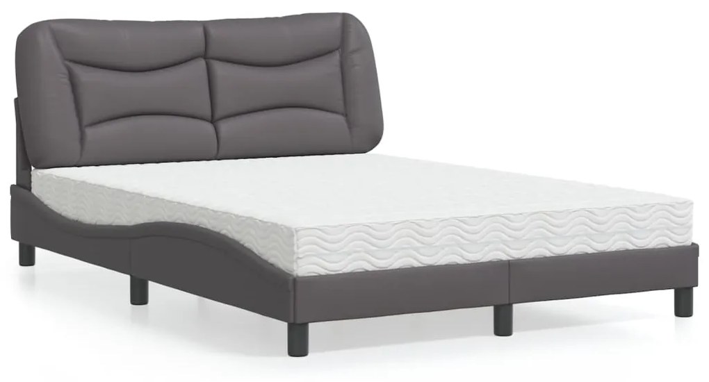 Letto con materasso grigio 120x200 cm in similpelle