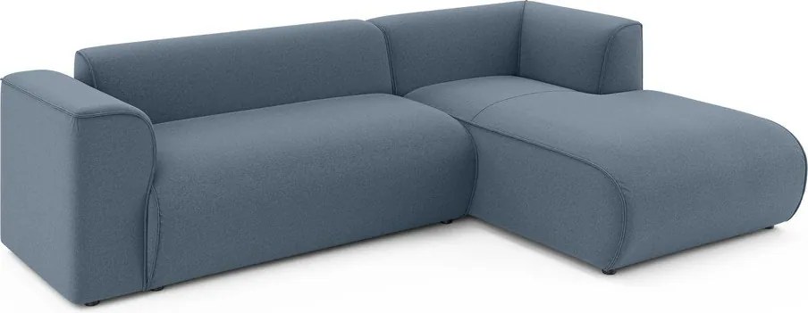 Divano angolare blu (con penisola a destra/con chaise lounge) Merid – Ropez
