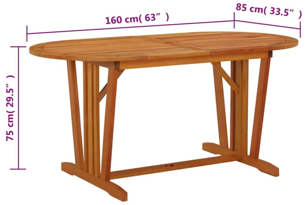 Tavolo da Giardino 160x85x75 cm in Legno Massello di Eucalipto
