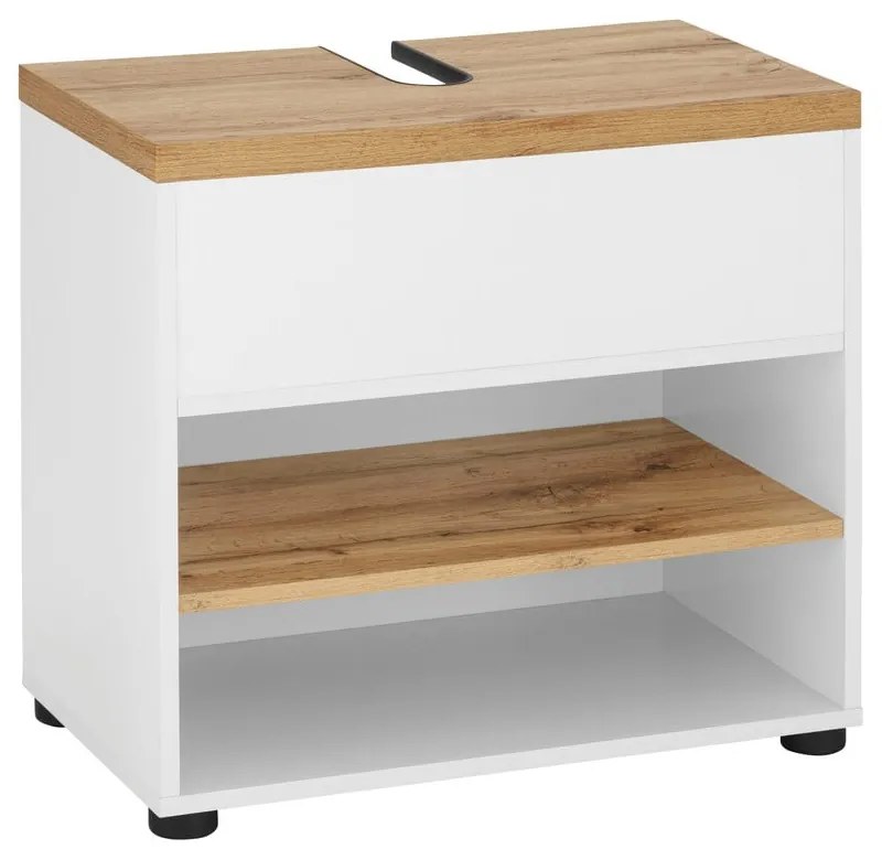 Mobile bianco effetto rovere per lavabo 60x57 cm Thessa - Støraa