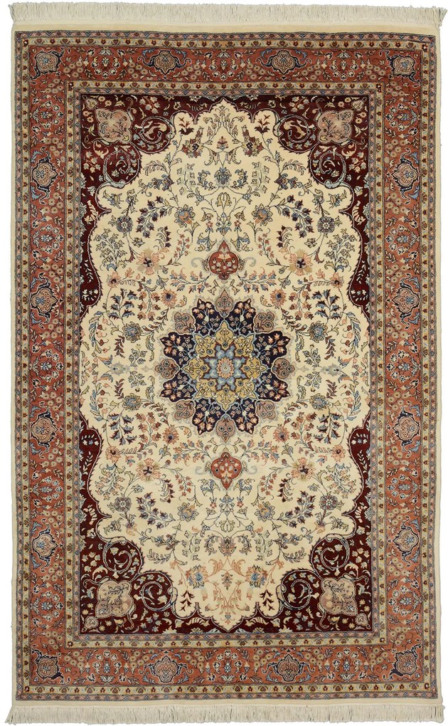 Isfahan Tappeto 140x230 Beige (Pakistan) Annodato A Mano