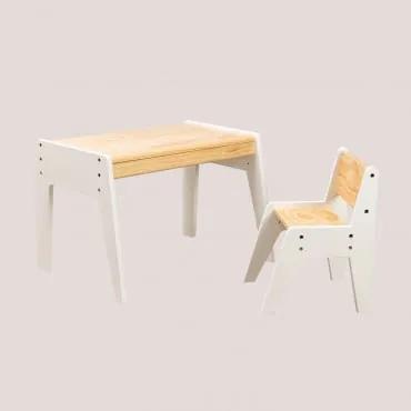 Set tavolo e sedia in legno Blaby Kids Bianco - Sklum