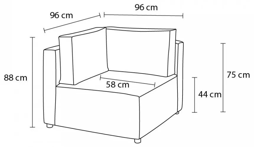 Modulo divano in velluto a coste variabile crema Nihad modular - Bobochic Paris