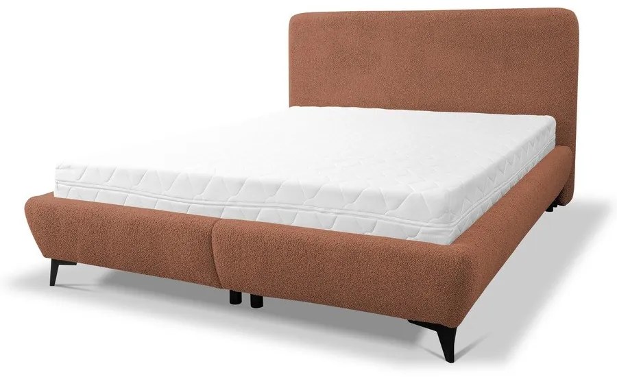 Letto matrimoniale imbottito color terracotta con contenitore con rete inclusa 140x200 cm Makapu – Makamii
