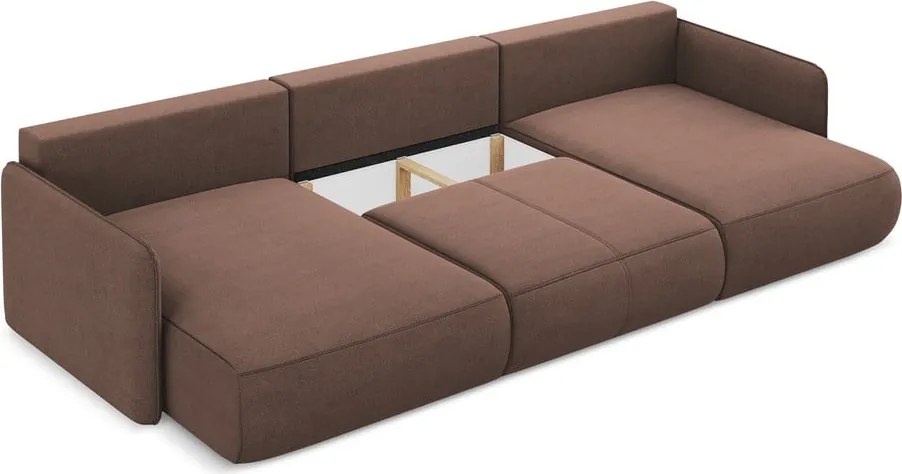 Divano angolare rosa allungabile/con contenitore Nanea – Makamii