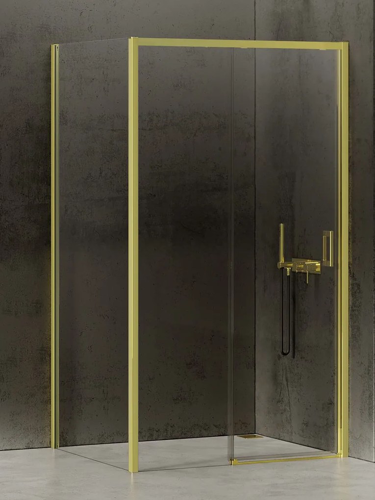 New Trendy Prime Light Gold box doccia 100x100 cm quadrato oro lucida/vetro trasparente K-1439