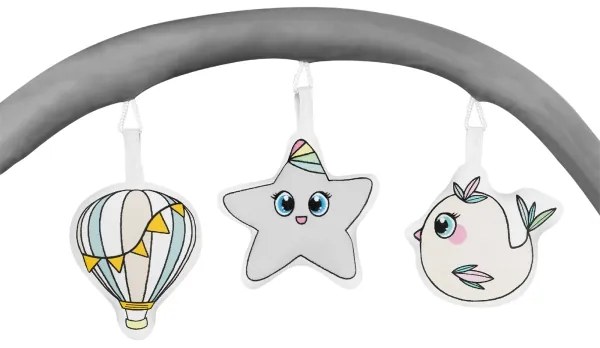 Lionelo - Lettino da viaggio FLOWER Grigio Scandi