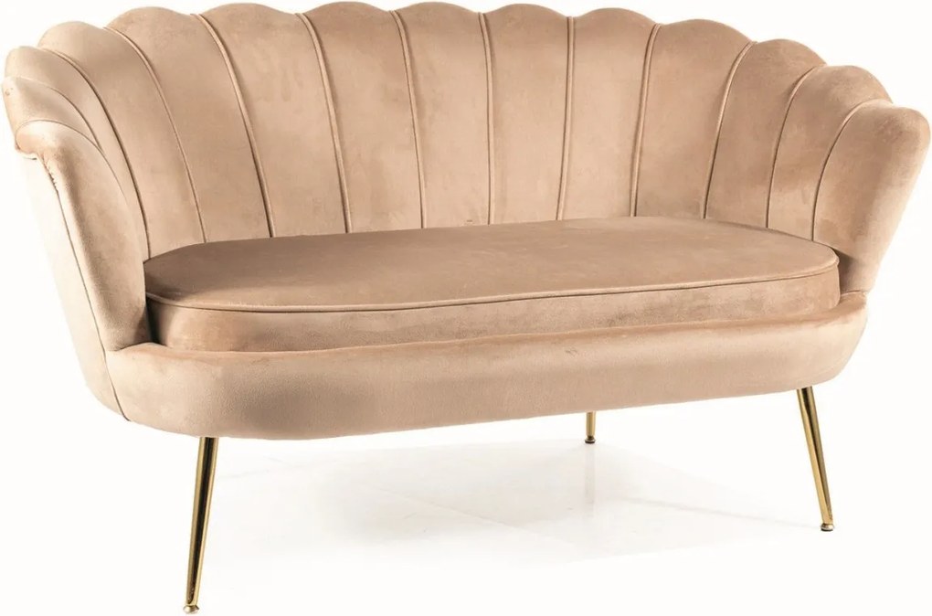 Divano Camelia 2 in velluto beige - Blu28/oro