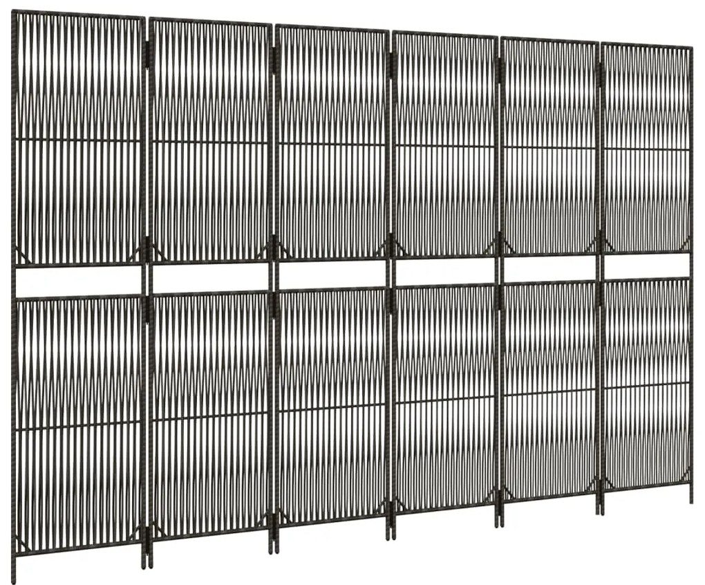 Divisorio per ambienti a 6 pannelli grigio in polyrattan