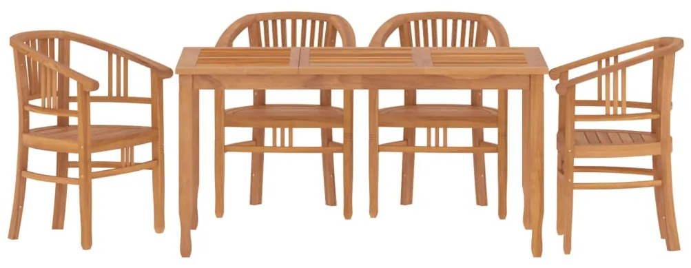 Set da pranzo per giardino 5 pz in legno massello di teak