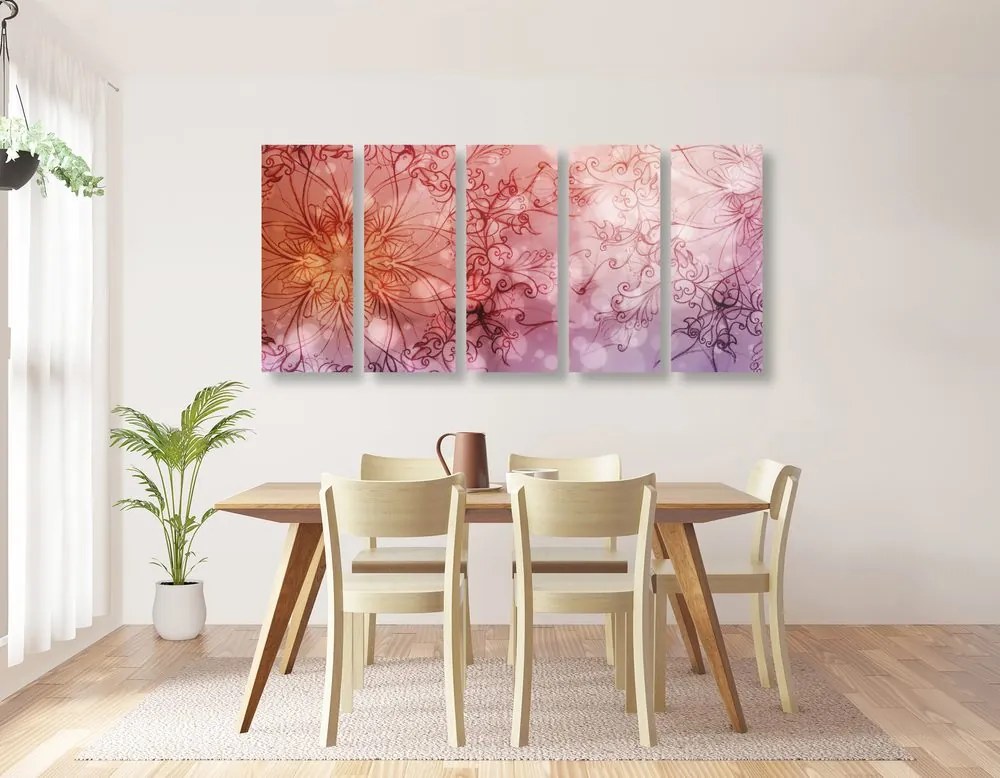 Quadri 5 pezzi – Mandala floreale