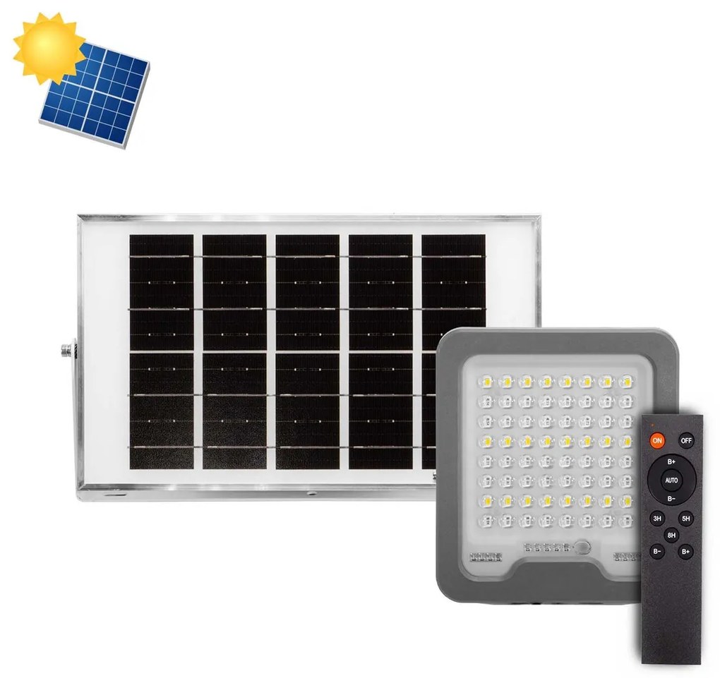 Faro LED Solare 50W IP66 Telecomando Incluso 1.000 lumen - SERIE PRO Colore Bianco Naturale 4.000K