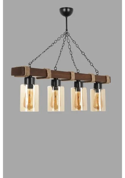 Lampadario a catena JASMIN 4xE27/40W/230V marrone/beige