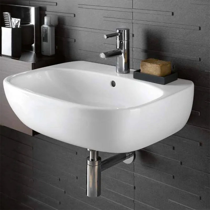 Lavabo sospeso 50 cm Geberit bianco lucido monoforo   Fantasia