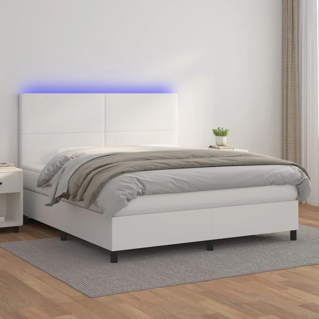 Giroletto molle con materasso e led bianco 160x200cm similpelle