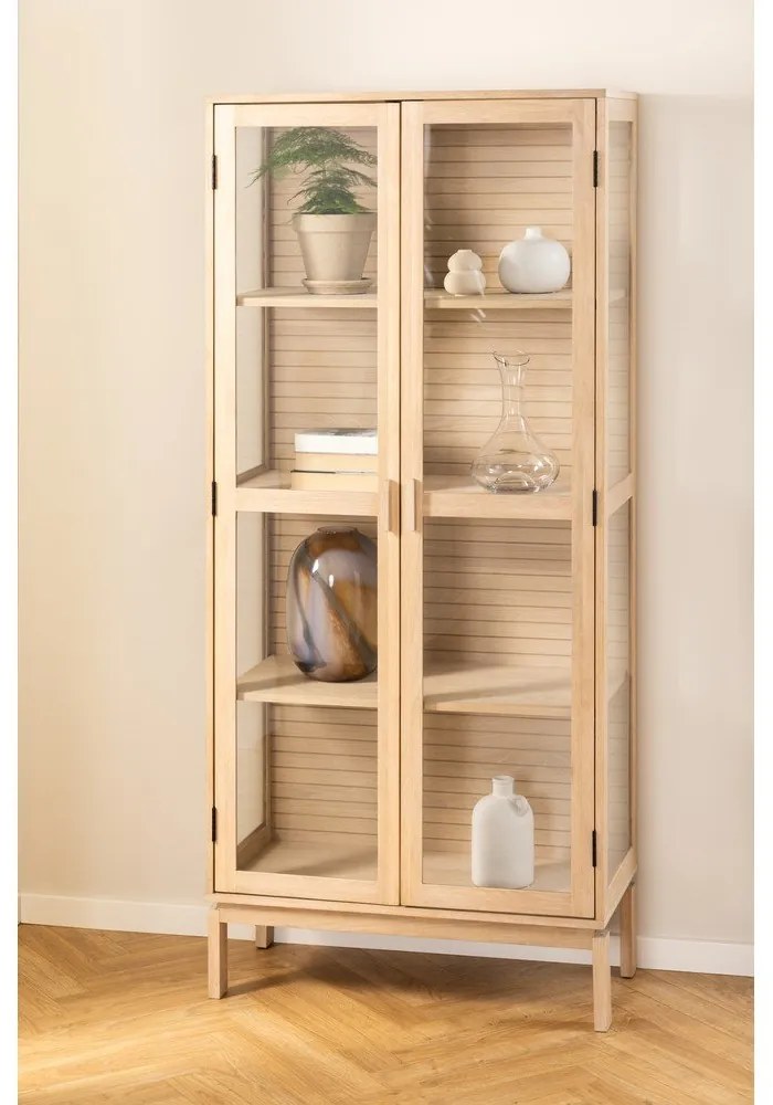 Vetrina in rovere decorato in colore naturale 80x180 cm Linley - Actona