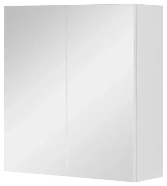 Armadietto a specchio 60x66 cm bianco lucido ante e ripiani regolabili