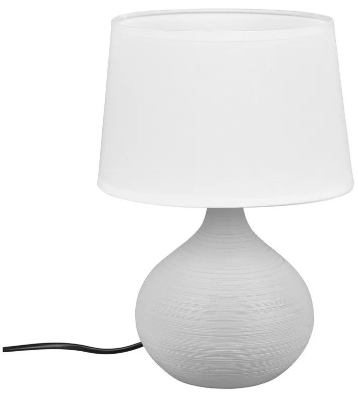 Lampada da tavolo bianco-marrone in ceramica e tessuto, altezza 29 cm Martin - Reality