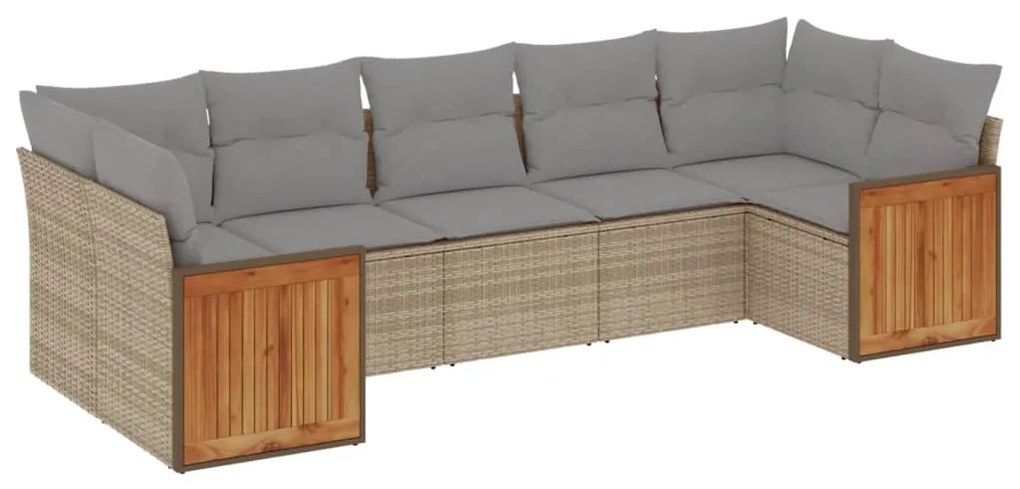 Set divani da giardino 7 pz con cuscini beige in polyrattan