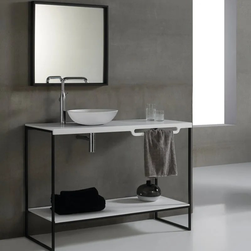 Mobile da bagno sotto lavabo Alec bianco opaco L 100 x H 90 x P 48 cm, lavabo non incluso