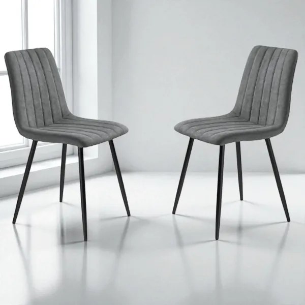 Sedia da pranzo in tessuto Grigio Scuro gambe metallo nere - KOLE 2 sedie