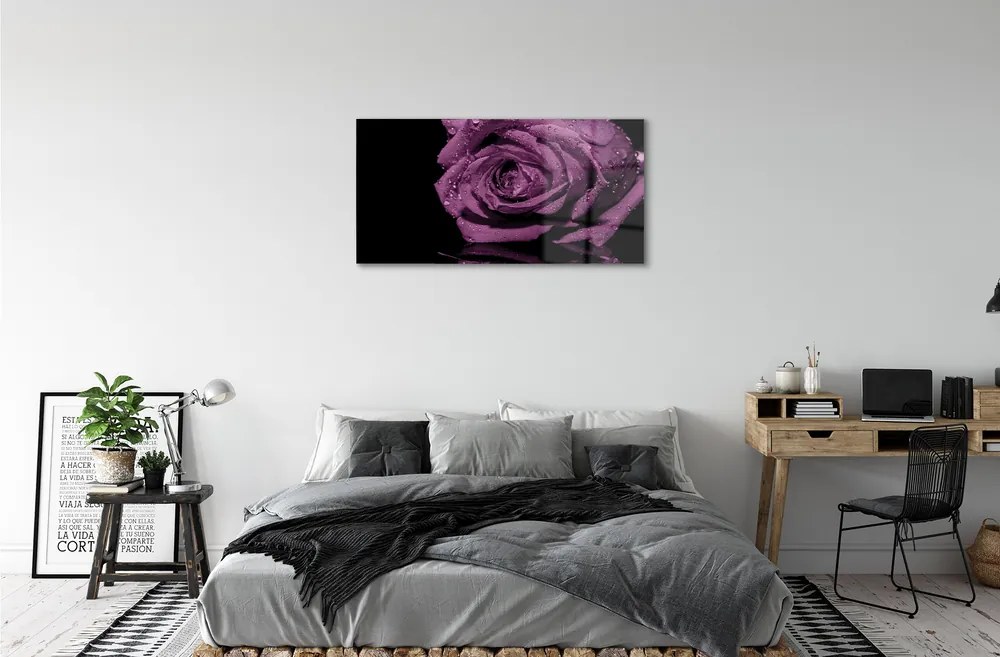 Quadro vetro acrilico Rosa viola 100x50 cm