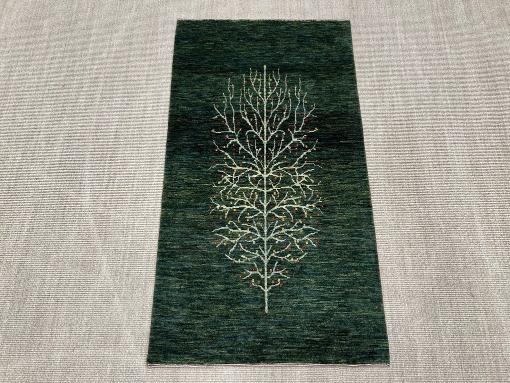 Loribaft Tappeto 90x160 Verde (Iran) Annodato A Mano
