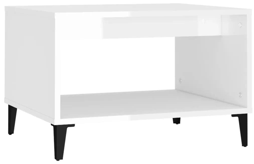 Tavolino da Salotto Bianco Lucido 60x50x40 cm Legno Multistrato