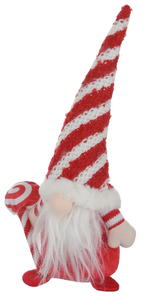 Gnomo Natale fermaporta 33 cm righe rosso e bianco