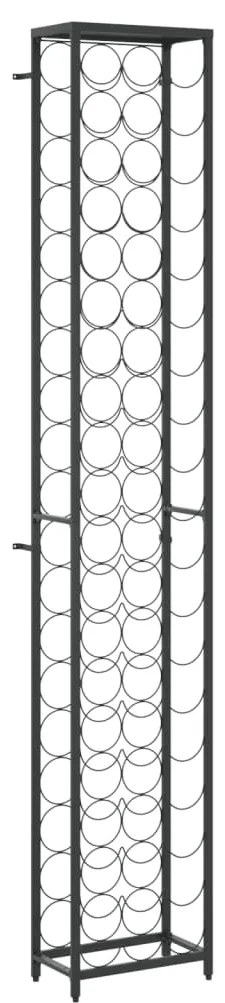 Portavini da 57 bottiglie nero 34x18x200cm in ferro battuto