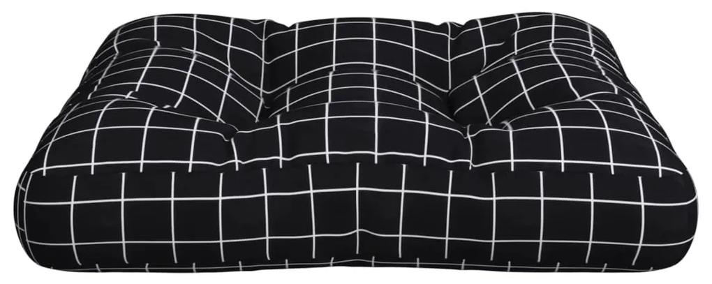 Cuscino per Pallet Motivo a Quadri Nero 60x60x12 cm in Tessuto