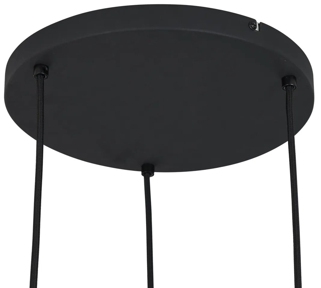 Lampada a sospensione moderna nera con vetro fumé a 3 luci - Sheena