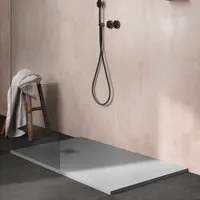 Piatto doccia in ceramica alta pressione effetto pietra naturale 140x70 colore Cemento Petra H3