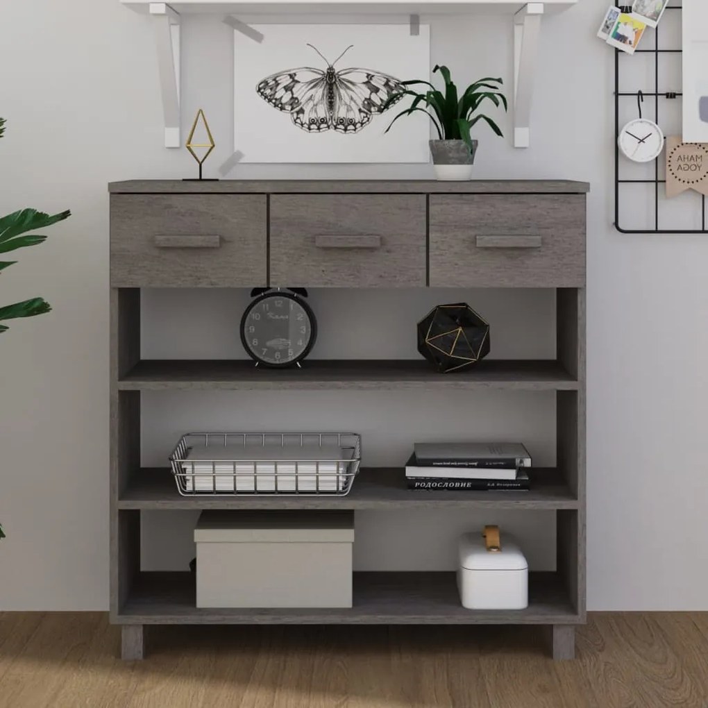 Consolle Hamar Grigio Chiaro 90x35x90 Cm Legno Massello Di Pino /