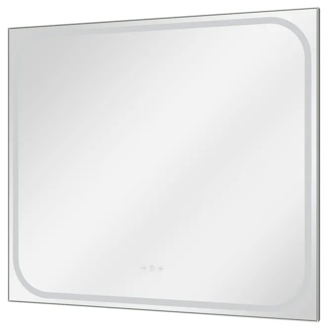 Specchio con illuminazione integrata bagno rettangolare SENSEA L 90 x H 80 x P 3 cm grigio / argento