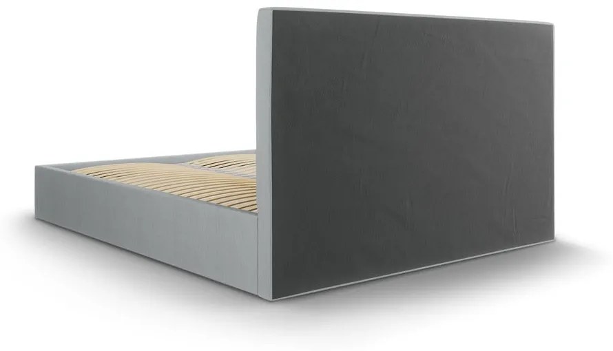 Letto matrimoniale imbottito grigio con contenitore con griglia 140x200 cm Juniper - Mazzini Beds