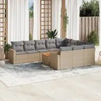 Set Divano da Giardino 11 pz con Cuscini Beige Misto Polyrattan 3256633