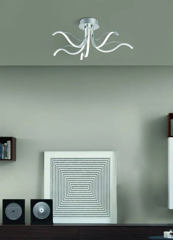 Plafoniera LED Ares Ø 70 cm argento IP20 bianco naturale NOVECENTO