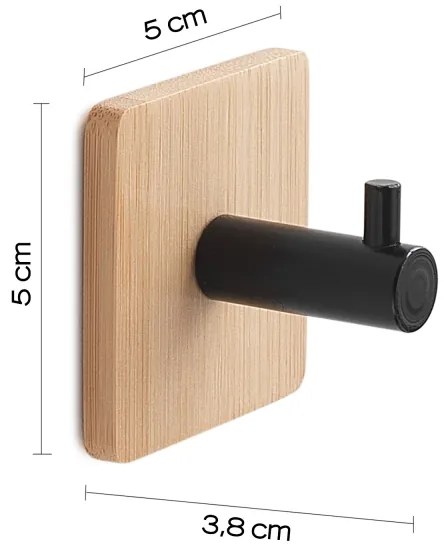 Gedy - Gancio per asciugamani autoadesivo HIMALAYA nero/bambù