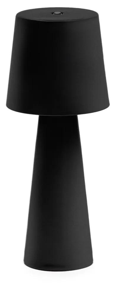 Kave Home - Lampada da tavolo piccola da esterni Arenys in metallo con finitura in nero
