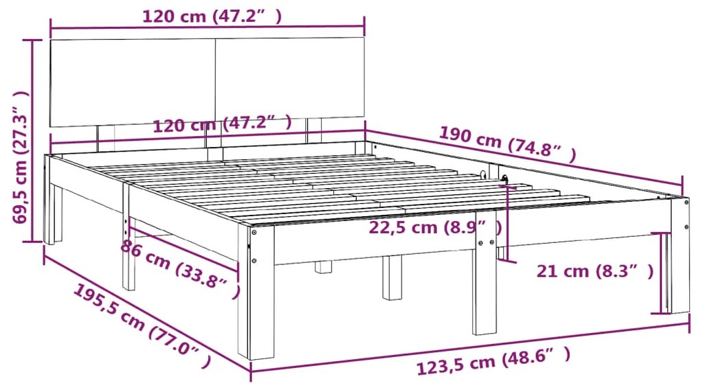 Giroletto Bianco in Legno Massello 120x190 cm Small Double